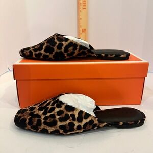 Katy Perry The Evie Mule Leopard Print Satin Coffee Multi Size 9.5M NEW